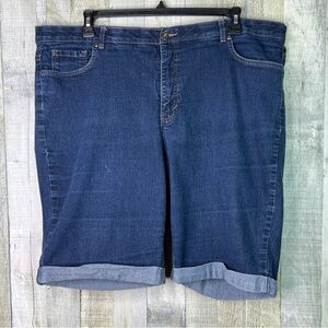 Faded Glory Size 24W Blue Denim Bermuda Shorts w/Rolled Fixed Hem